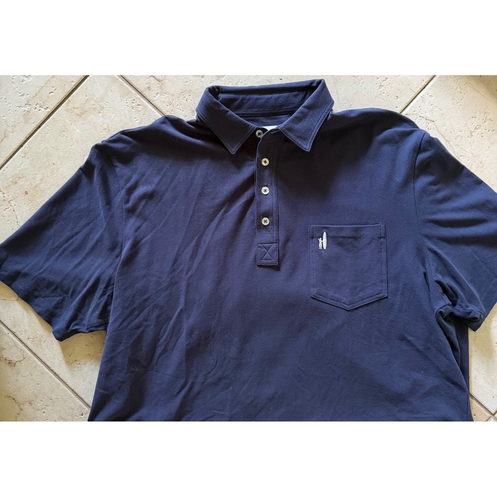 Johnnie-O Hangin Out Mens Large Navy Blue Stretch Cotton Polo Shirt Hyatt Logo